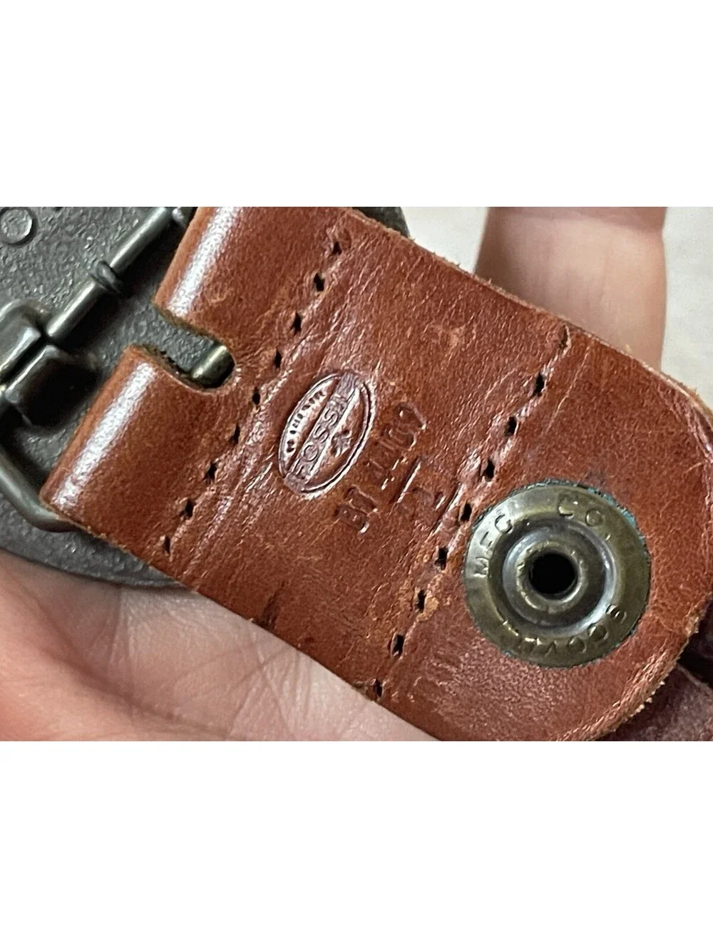 Mens Oden floral Leather Tooled Belt Buckle W/ Brown Leather Braided Belt